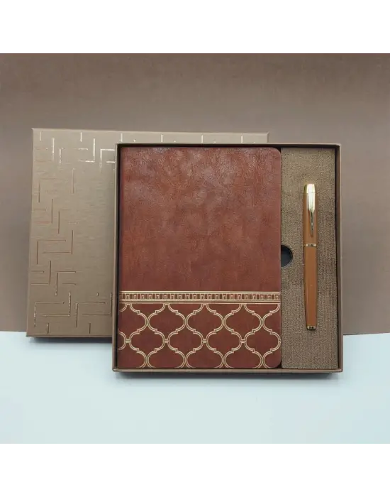 Kutulu Çizgili Lüks Defter Kalem Hediye Seti