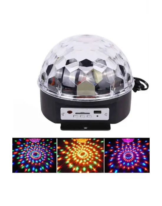 Led Işık Disko Topu Bluetooth Hoparlörlü Usb Müzik Çalar Kumandalı