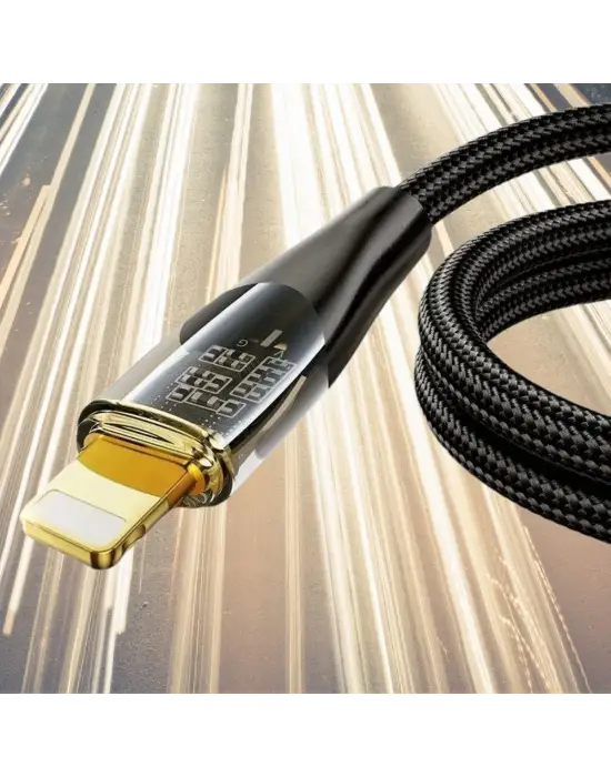 Led Işık Uçlu Sağlam İp Kablolu USB to Lightning Hızlı Şarj Kablosu