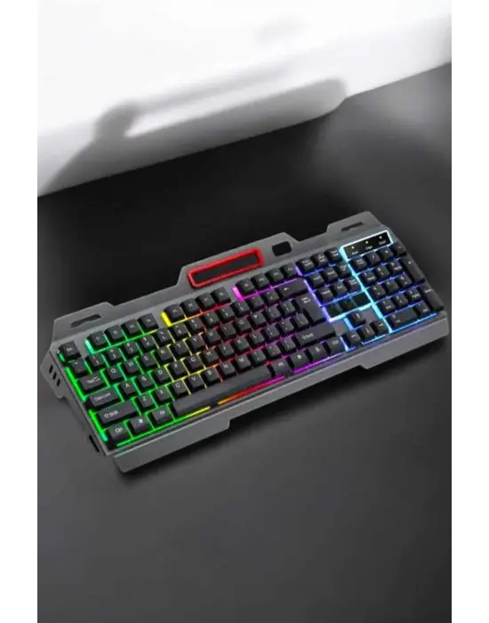 Led Işıklı Oyuncu Klavye Usb Girişli Rgb Işıklı Q Klavye Mouse Hediyeli