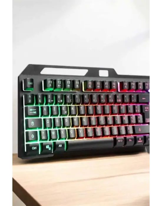 Led Işıklı Oyuncu Klavye Usb Girişli Rgb Işıklı Q Klavye Mouse Hediyeli