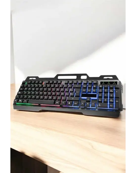 Led Işıklı Oyuncu Klavye Usb Girişli Rgb Işıklı Q Klavye Mouse Hediyeli