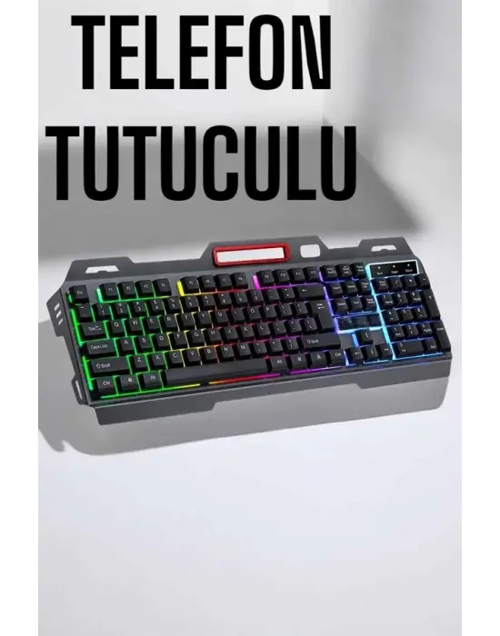 Led Işıklı Oyuncu Klavye Usb Girişli Rgb Işıklı Q Klavye Mouse Hediyeli