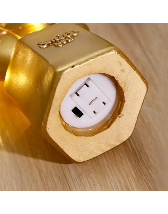 Led Işıklı Sevimli Kaktüs Dekoratif Masa Lambası Mini Biblo Gece Lambası Gold