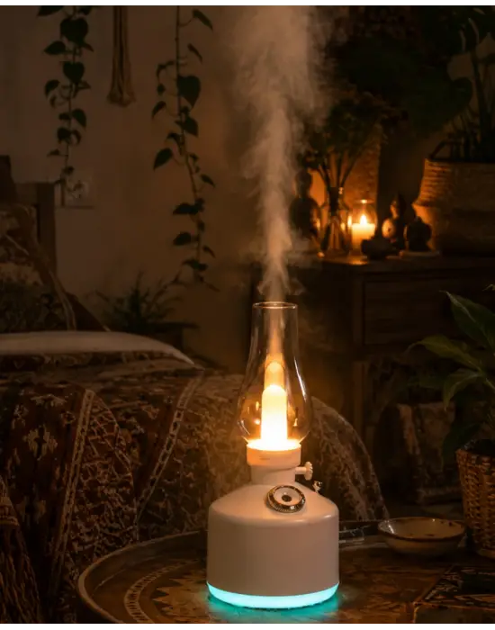 Led Işıklı Vintage Hava Nemlendirici Aromaterapi Difüzörü Usb Şarjlı