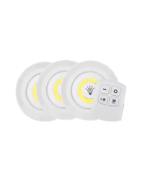 Led Lamba 3lü Uzaktan Kumandalı Yapışkanlı