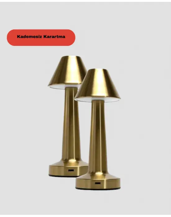 Led Masa Lambası 3 Renk Ayarlı Şarjlı Kablosuz Modern Tasarım