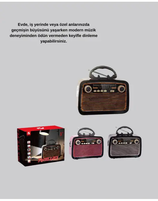 Led’li Nostaljik Bluetooth Hoparlör – Vintage Tasarım, Ahşap Doku