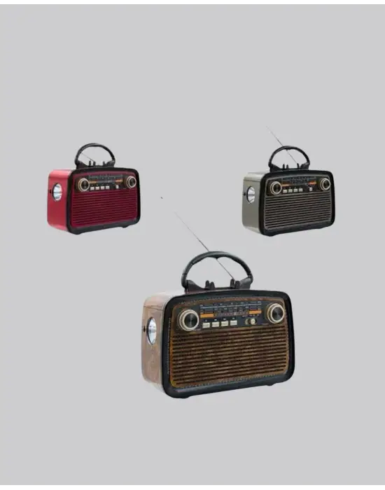 Led’li Nostaljik Bluetooth Hoparlör – Vintage Tasarım, Ahşap Doku