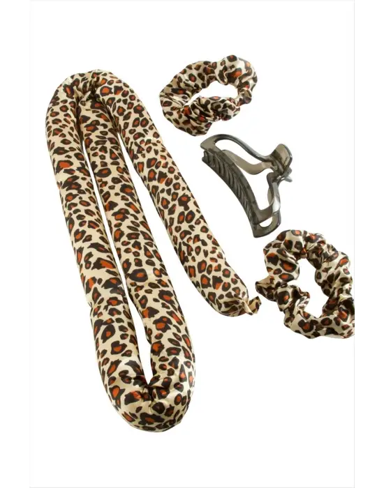 leopar Desenli Bugidi Saç Şekillendirici Sünger Set