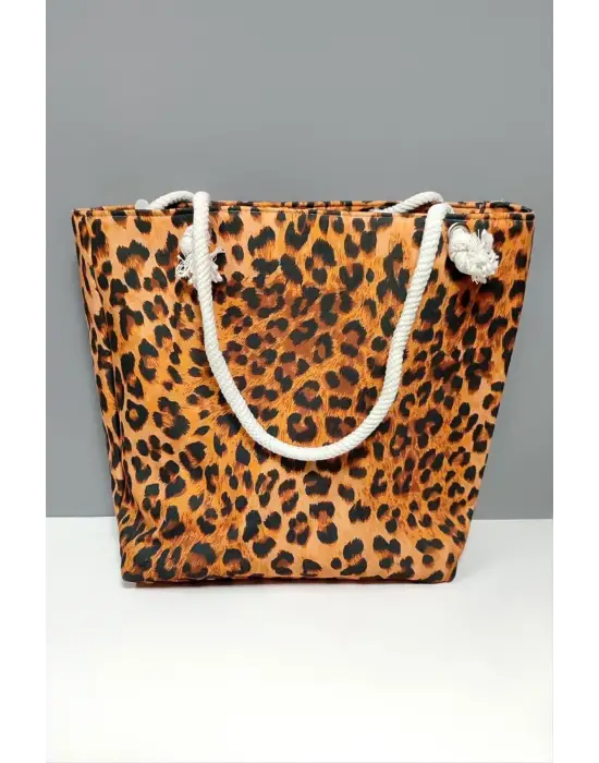 Leopar Desenli Plaj Çantası