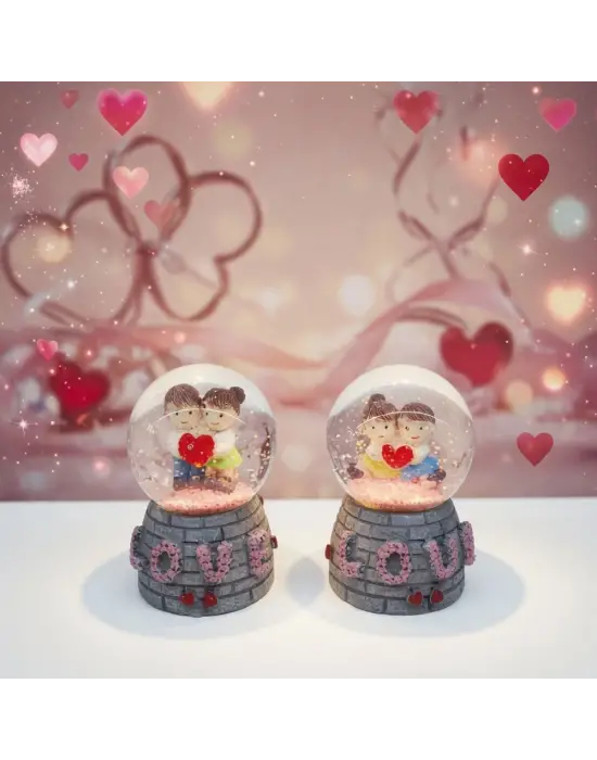 Love Tasarımlı Işıklı Mini Kar Küresi