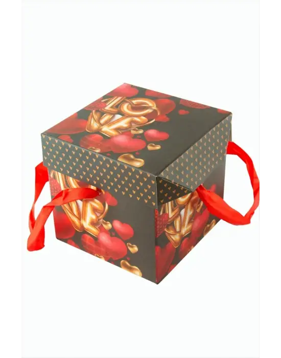Love Yazılı Simli Kare Hediyelik Kutu 22 cm