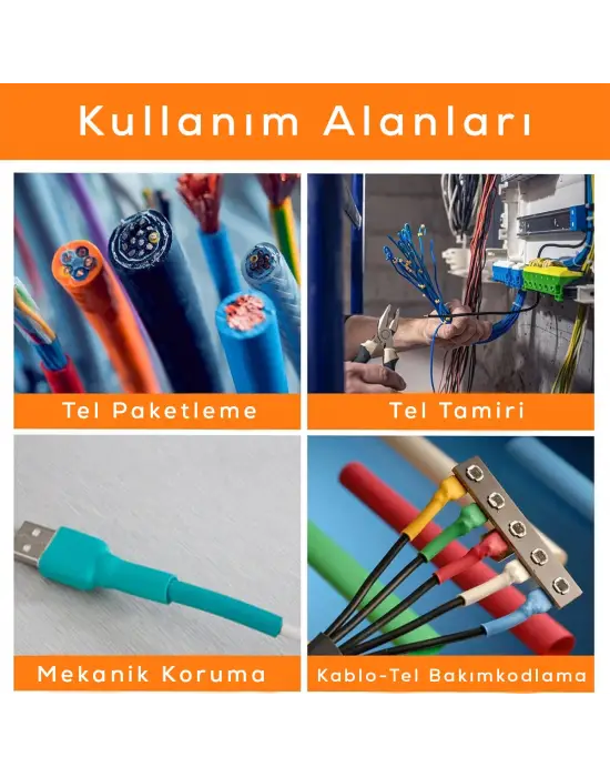 Makaron Kablo Tamir Seti Isıyla Büzüşmeli Daralan Hortum