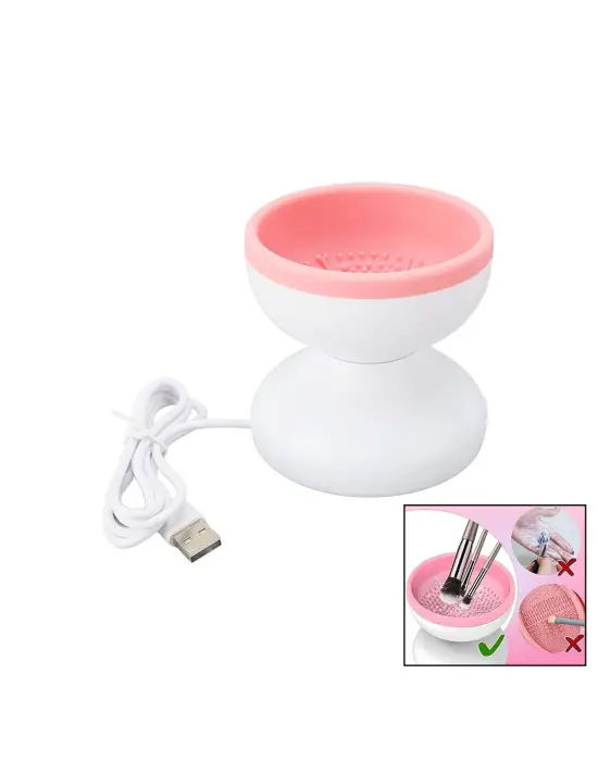 Makeup Brush Cleaner Makyaj Fırça Temizleme Makinesi  Usb Çalışma - Silikon Tırtıklı Hazne