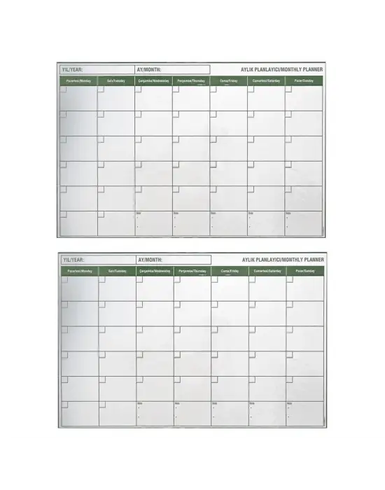 Manyetik Yapışkanlı Bir Aylık Program Planlayıcı Takvim 85x56 cm