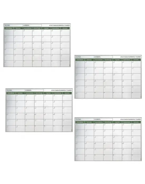 Manyetik Yapışkanlı Bir Aylık Program Planlayıcı Takvim 85x56 cm