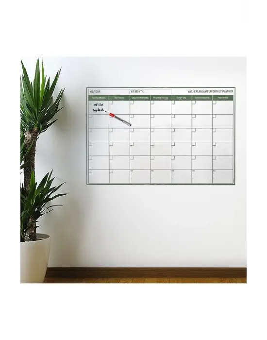 Manyetik Yapışkanlı Bir Aylık Program Planlayıcı Takvim 85x56 cm