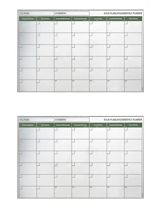 Manyetik Yapışkanlı Bir Aylık Program Planlayıcı Takvim 85x56 cm