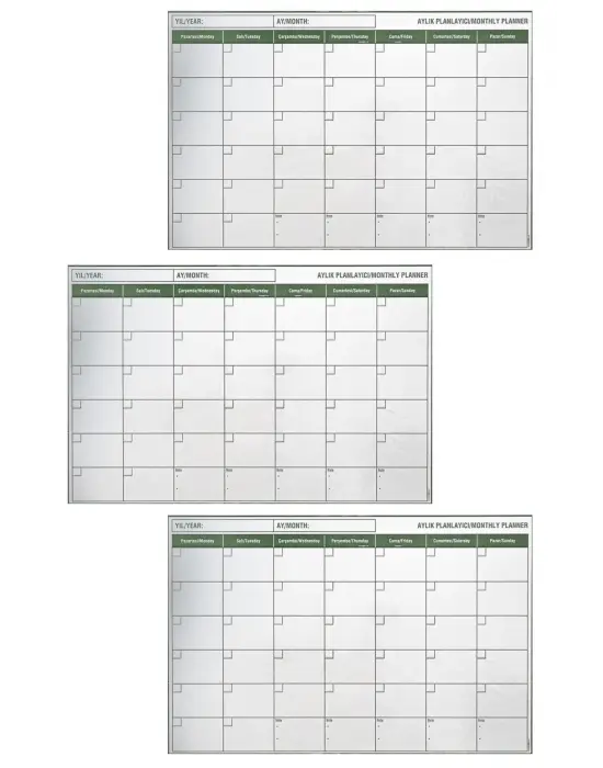 Manyetik Yapışkanlı Bir Aylık Program Planlayıcı Takvim 85x56 cm