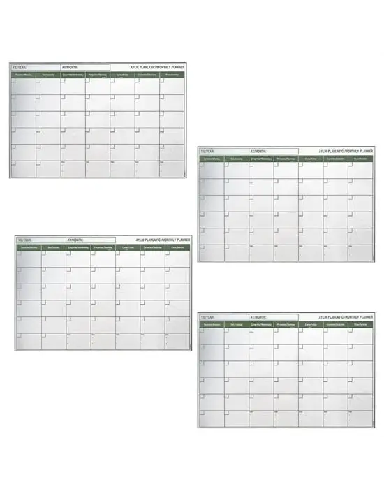 Manyetik Yapışkanlı Bir Aylık Program Planlayıcı Takvim 85x56 Cm (k95)