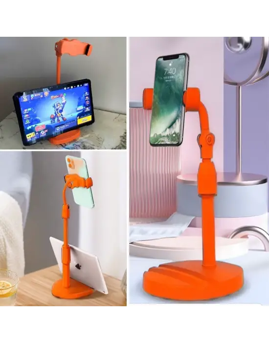 Masa Üstü Tablet ve Telefon Tutucu Plastik Aparat Turuncu Telefon Standı