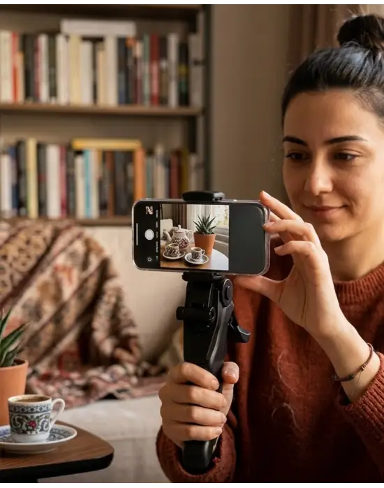 Masaüstü Telefon Tripodu Katlanabilir Telefon Tutucu Video Çekim Standı