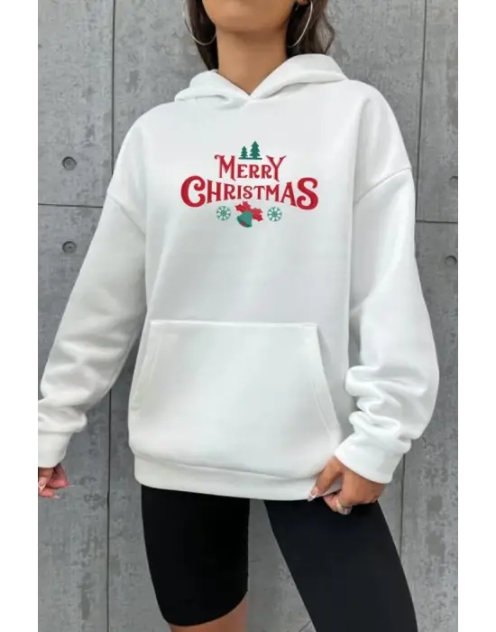 Merry Chrıstmas Sweatshirt - Hodie - Beyaz
