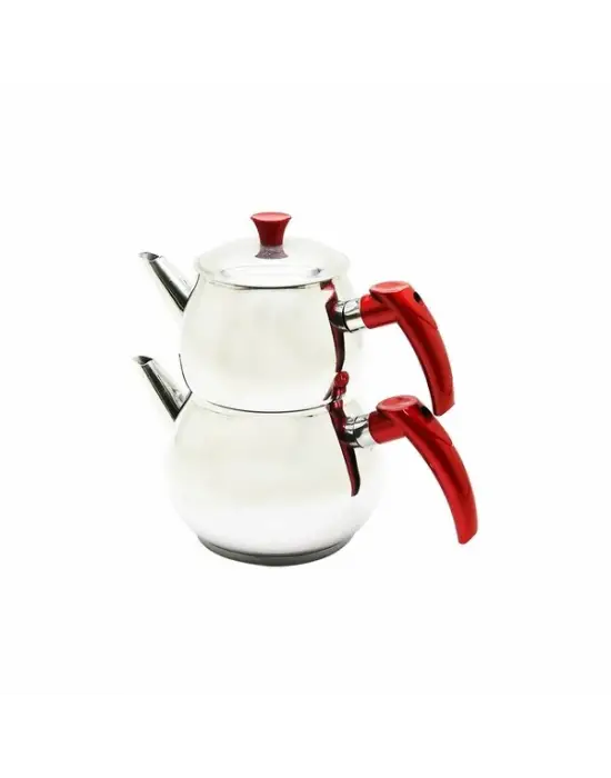 Mini 2lt Küçük Boy Küre Çelik Çaydanlık Seti - Üst: 0.75lt - Alt: 1.4lt