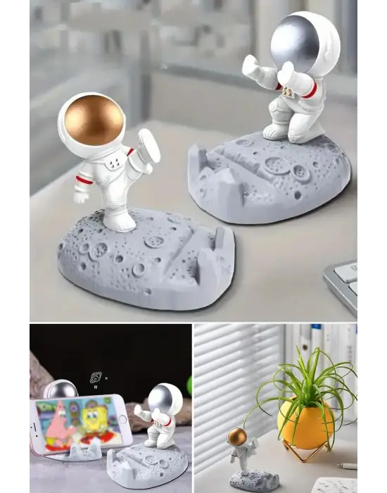 Mini Astronot Model Telefon ve Tablet Tutucu Standı