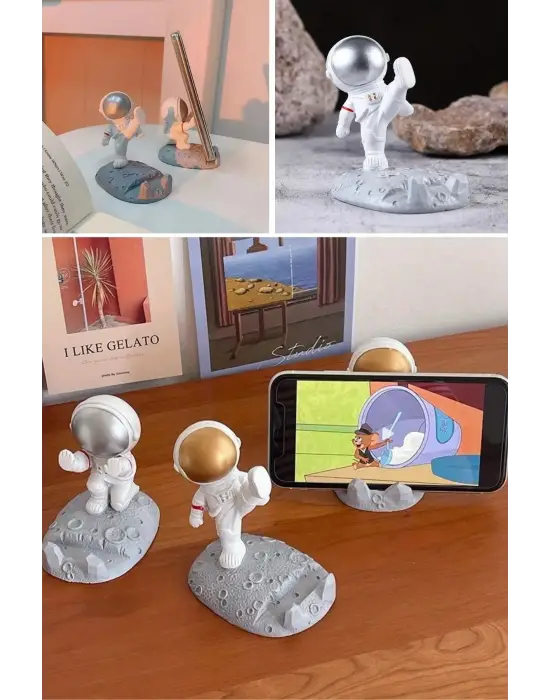 Mini Astronot Model Telefon ve Tablet Tutucu Standı