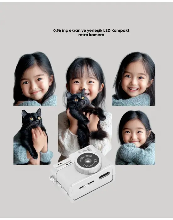 Mini Hd Dijital Kamera 1080p Kordonlu Taşınabilir Retro Model