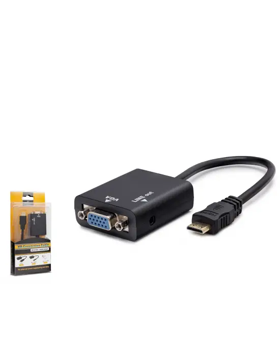 Mini Hdmi To Vga Ses Çıkışlı Görüntü Dönüştürücü - Siyah HDX7762