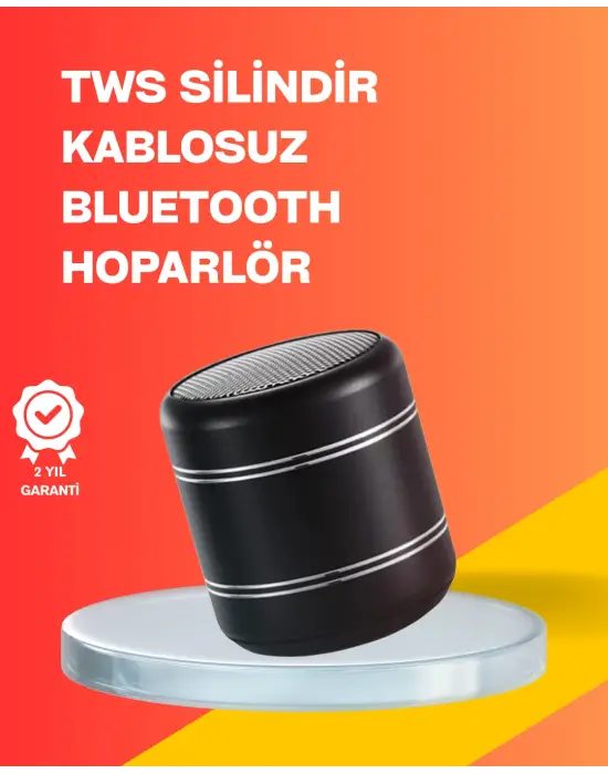 Mini Silindir Kablosuz Hoparlör Güçlü Ses 4w Bas + Tws Senkron Özellik