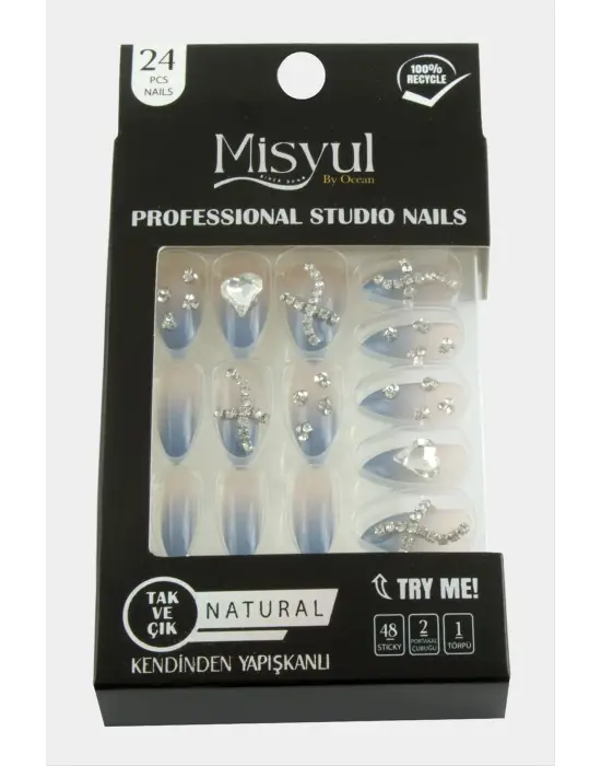 Misyul Taşlı Takma Tırnak 24 Adet