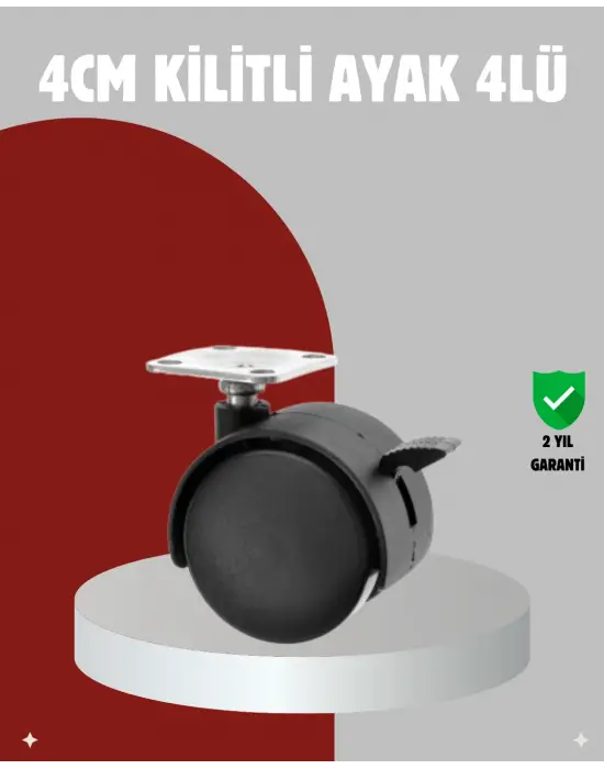 Mobilya İçin Kilitli 4 Cm Tekerlek Ayak Seti