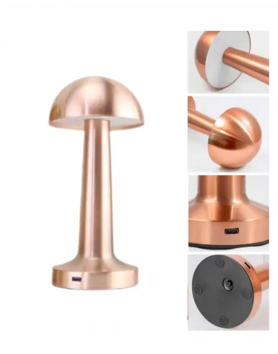 Modern Bronz Mantar Masa Lambası Led Dokunmatik Dekoratif Aydınlatma
