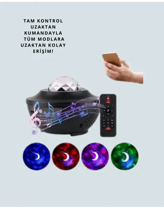 Müzik Ritimli Işık Değişimi & Dönen Dalga Efekti – Galaxy Projektör