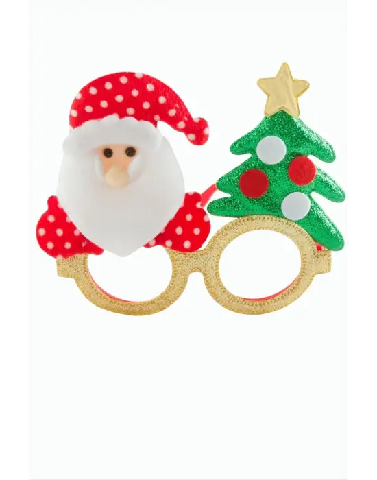 Noel Baba Çam Ağacı Simli Yılbaşı Gözlük