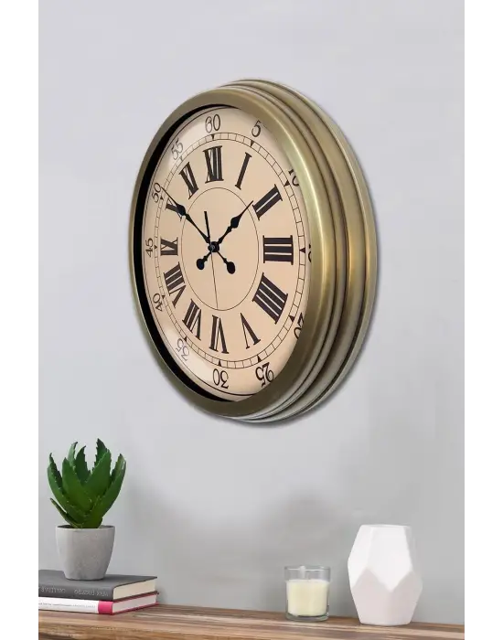 Nostalji Stil 40 Cm Metal Eskitme Duvar Saati