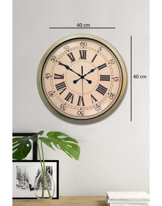 Nostalji Stil 40 Cm Metal Eskitme Duvar Saati