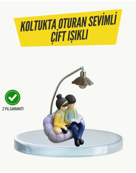 Okuyan Çift Figürlü Dekoratif Gece Lambası Hediye Seçeneği
