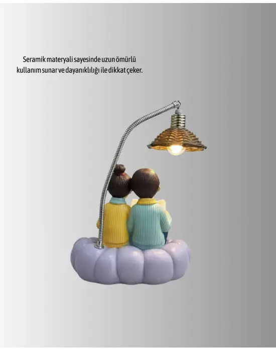 Okuyan Çift Figürlü Dekoratif Gece Lambası Hediye Seçeneği