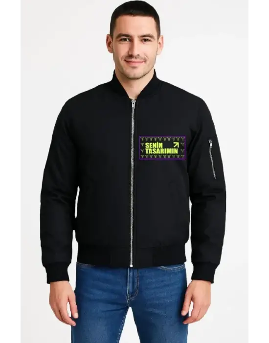 Ön Bomber Ceket - Siyah