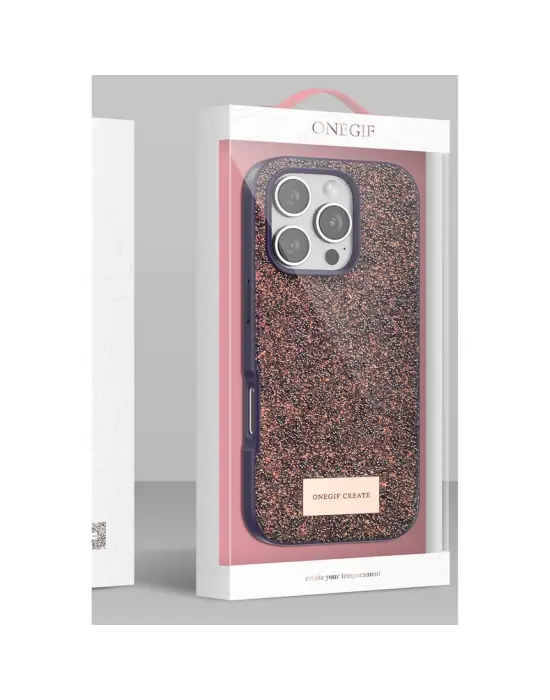 Onegif Apple İphone 16 Pro Max Bright Simli Kapak - Derin Mor