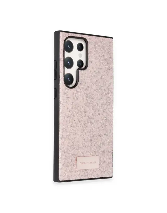 Onegif Samsung Galaxy S23 Ultra Bright Simli Kapak - Pembe