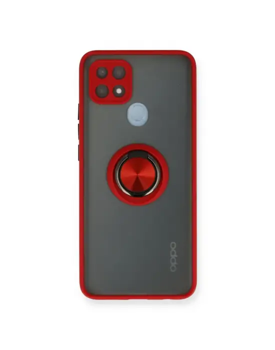 Oppo A15 Kılıf Montreal Yüzüklü Silikon Kapak - Kırmızı