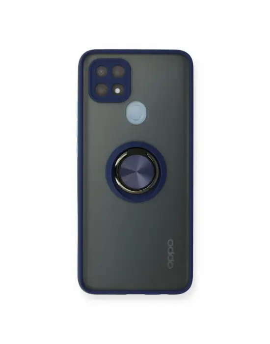 Oppo A15 Kılıf Montreal Yüzüklü Silikon Kapak - Lacivert