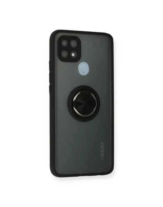 Oppo A15 Kılıf Montreal Yüzüklü Silikon Kapak - Siyah
