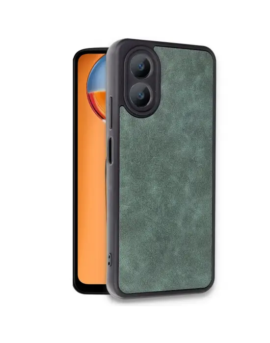 Oppo A38 Kılıf Aras Deri Kapak - Koyu Yeşil